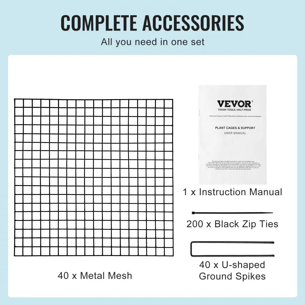 VEVOR 10 Pack Plant Protector from Animals, 12'' x 12''  Chicken Wire Plant Protector, Plant Cages for Outdoor Plants, Flowers & Vegetables, Keeps Bunny Chicken Squirrels Out, 40pcs Metal Mesh