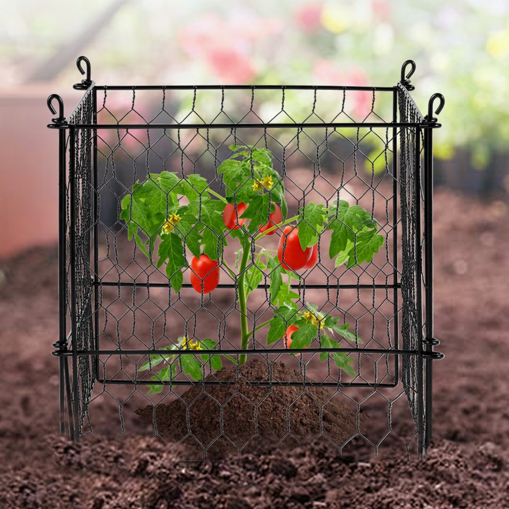 VEVOR 4 Pack Plant Protector from Animals, 13.4'' x 13.4'' Chicken Wire Plant Protector, Plant Cages for Outdoor Plants, Flowers & Vegetables, Keeps Bunny Chicken Squirrels Out, 16pcs Metal Mesh