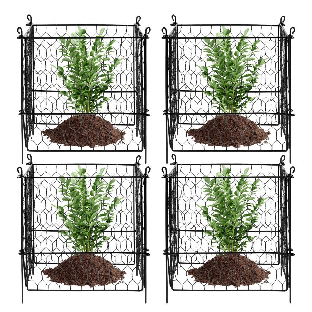 VEVOR 4 Pack Plant Protector from Animals, 13.4'' x 13.4'' Chicken Wire Plant Protector, Plant Cages for Outdoor Plants, Flowers & Vegetables, Keeps Bunny Chicken Squirrels Out, 16pcs Metal Mesh