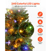 VEVOR Christmas Tree, 6ft Prelit Artificial Xmas Tree, Full Holiday Decor Trees with 240 Colorful LED Lights, 11 Lighting Modes, 635 Branch Tips & Sturdy Metal Base for Home Party Office Decoration