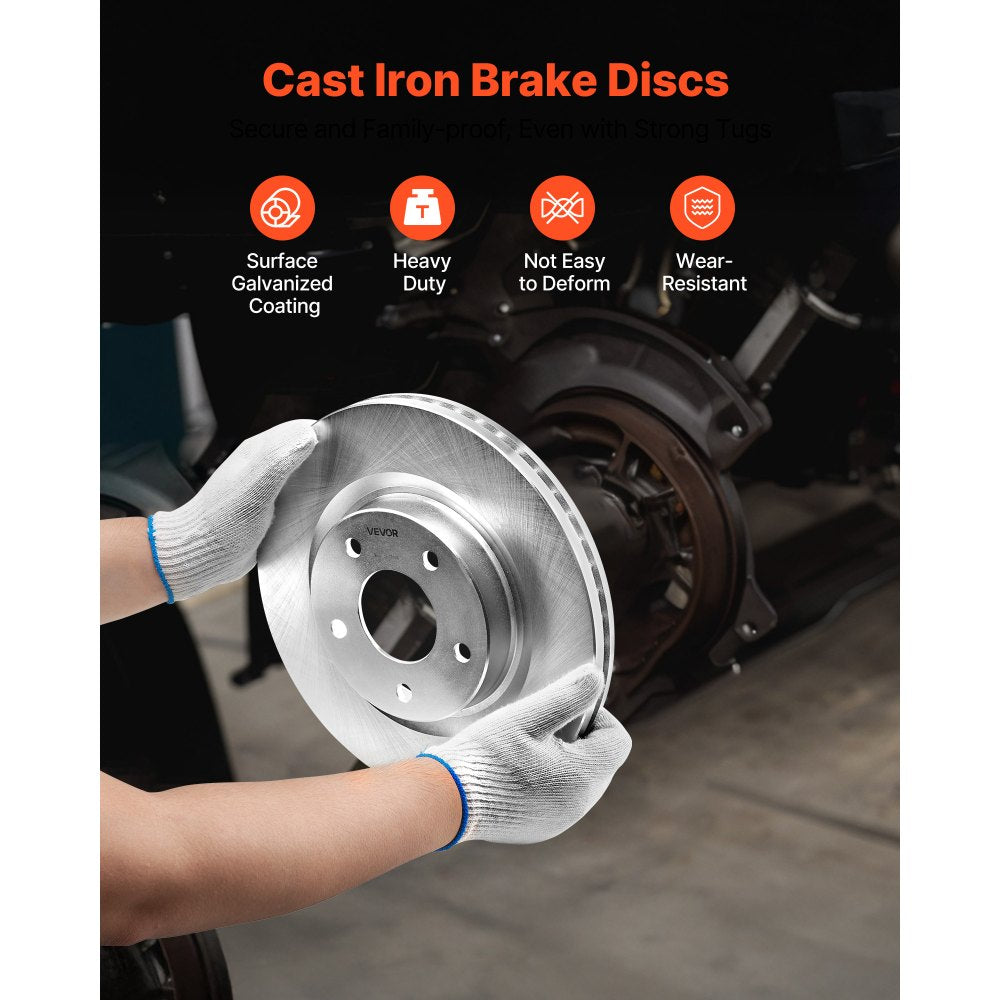 VEVOR Front and Rear Brake Kit Compatible with 2013 Nissan Altima (Base, SL, SV & S Sedan), 2014-2018 Nissan Altima, 2019-2023 Nissan Altima (with Manual Parking Brake), Hollow Structure Front Rotors