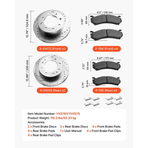 Front and Rear Brake Rotors Kit - image 6