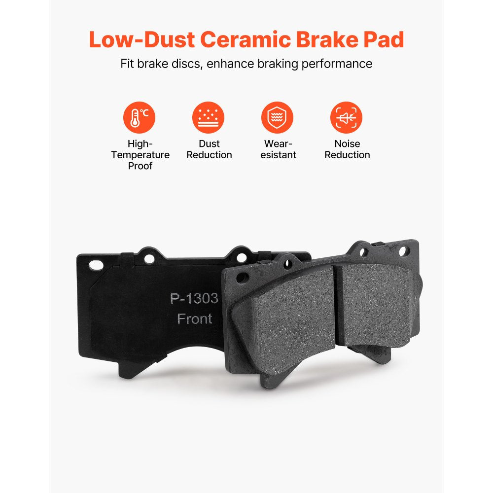 VEVOR Front & Rear Ceramic Brake Kit Compatible with 2016-2021 Lexus LX570, 2016-2021 Toyota Land Cruiser, Drilled and Slotted Brake Rotors Ceramic Brake Pads Replacement Kit, 14 inch Front Rotors