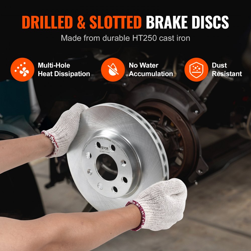 VEVOR Front Brake Kit for Vauxhall Adam(M13), Corsa D (S07), Corsa D Box/Hatchback (S07), Brake Rotors Ceramic Brake Pads Replacement Kit, 257mm Front Rotors