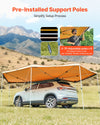 VEVOR 270 Degree Awning with Bulit-in LED Lights, 133 sq.ft Driver Side Vehicle Awning, Waterproof UV50+ Car Side Awnings, All-Weather Free-Standing Overland Awnings Car Shelter for SUV Truck Camping