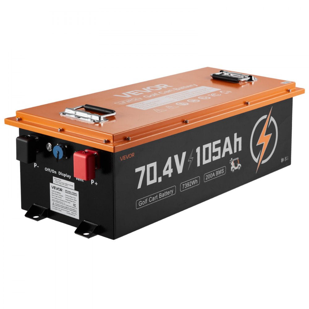 VEVOR 72V (70.4V) 105AH Lithium Golf Cart Battery, with 15A Charger, Lifepo4 Battery Kit, Built-in 200A BMS, with Bluetooth & Touch Monitor, 2C Discharge, 4000 Cycles, for Golf Carts, Trolling Motors