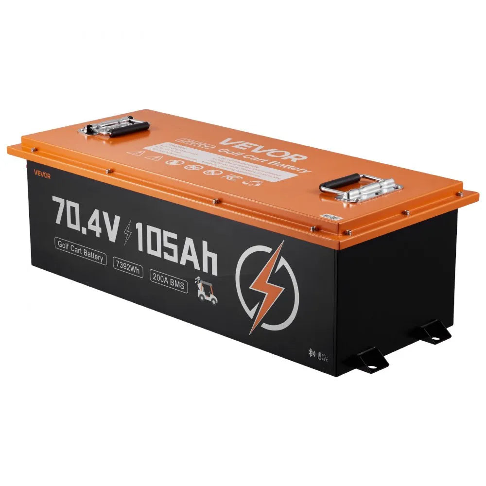 VEVOR 72V (70.4V) 105AH Lithium Golf Cart Battery, with 15A Charger, Lifepo4 Battery Kit, Built-in 200A BMS, with Bluetooth & Touch Monitor, 2C Discharge, 4000 Cycles, for Golf Carts, Trolling Motors