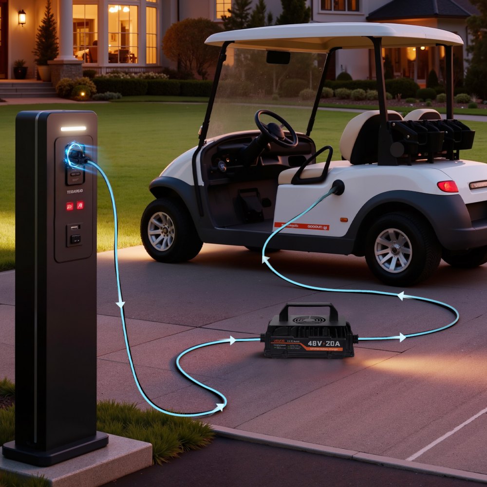 VEVOR 48V (51.2V) 150AH Lithium Golf Cart Battery, with 20A Charger, Lifepo4 Battery Kit, Built-in 250A BMS, with Bluetooth & Touch Monitor, 2C Discharge, 4000 Cycles, for Golf Carts, Trolling Motors