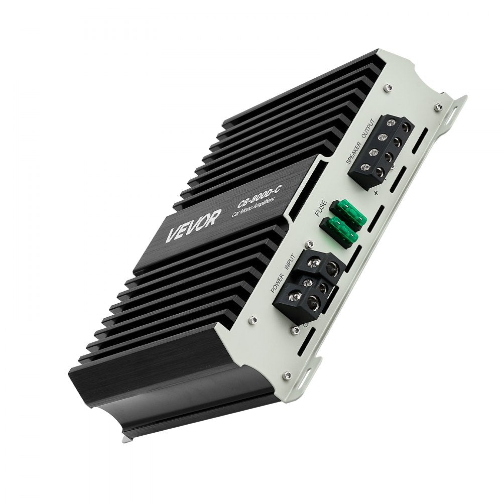 VEVOR Monoblock Car Amplifier, 800W RMS MAX, 1/2/4 Ohm Stable, 1-Channel Class D Car Audio Amplifier with Remote Subwoofer Level Control, Low Pass Filter, Bass Boost & Phase Shift, Volume Controller
