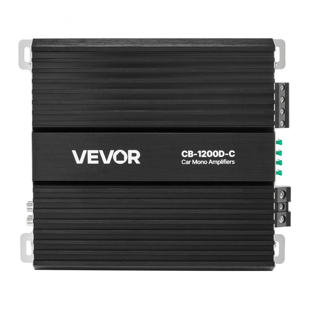VEVOR Monoblock Car Amplifier, 1200W RMS MAX, 1/2/4 Ohm Stable, 1-Channel Class D Car Audio Amplifier with Remote Subwoofer Level Control, Low Pass Filter, Bass Boost & Phase Shift, Volume Controller