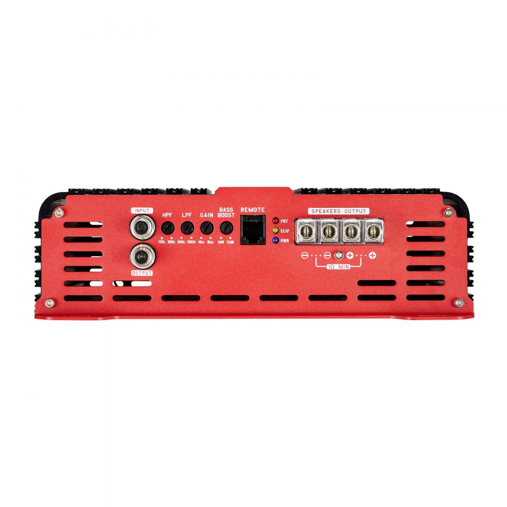 VEVOR Monoblock Car Amplifier, 3000W RMS MAX, 1/2/4 Ohm Stable, 1-Channel Class D Car Audio Amplifier with Remote Subwoofer Level Control, Low Pass Filter and Bass Boost, Volume Controller Included