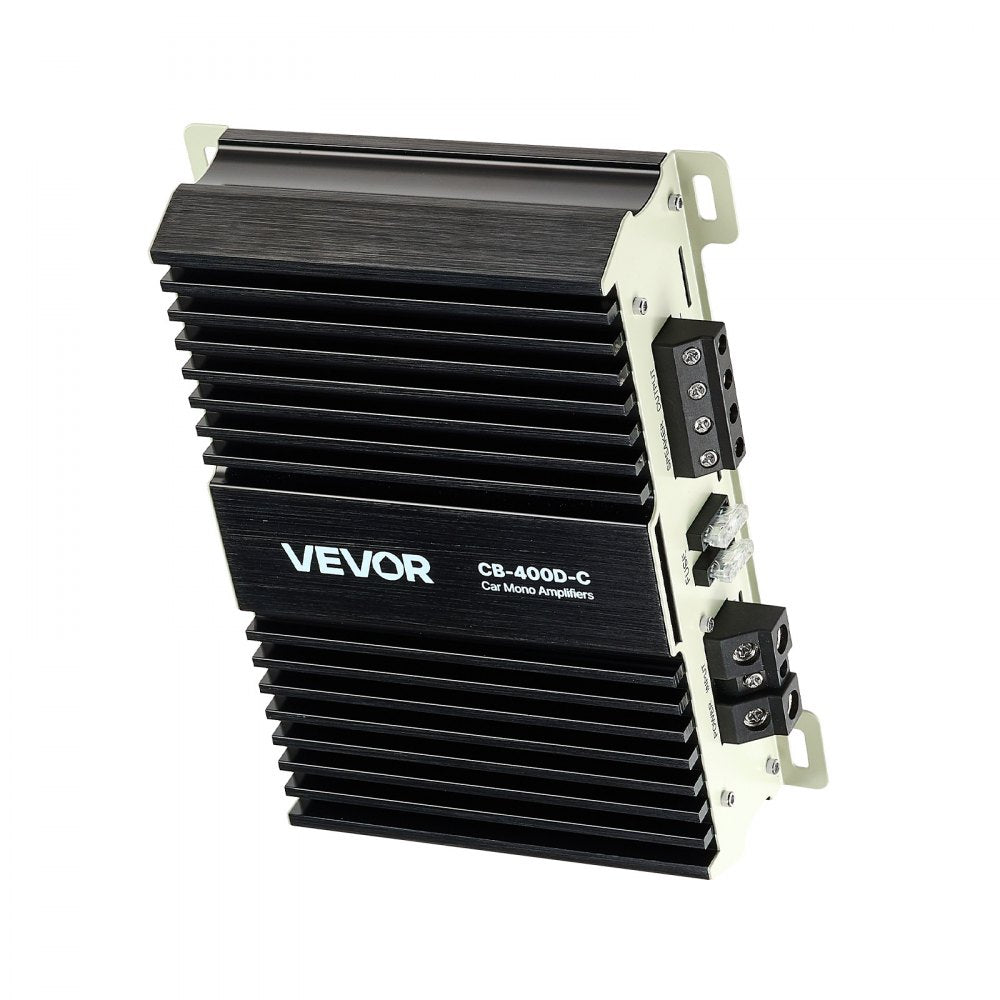VEVOR Monoblock Car Amplifier, 400W RMS MAX, 1/2/4 Ohm Stable, 1-Channel Class D Car Audio Amplifier with Remote Subwoofer Level Control, Low Pass Filter, Bass Boost & Phase Shift, Volume Controller