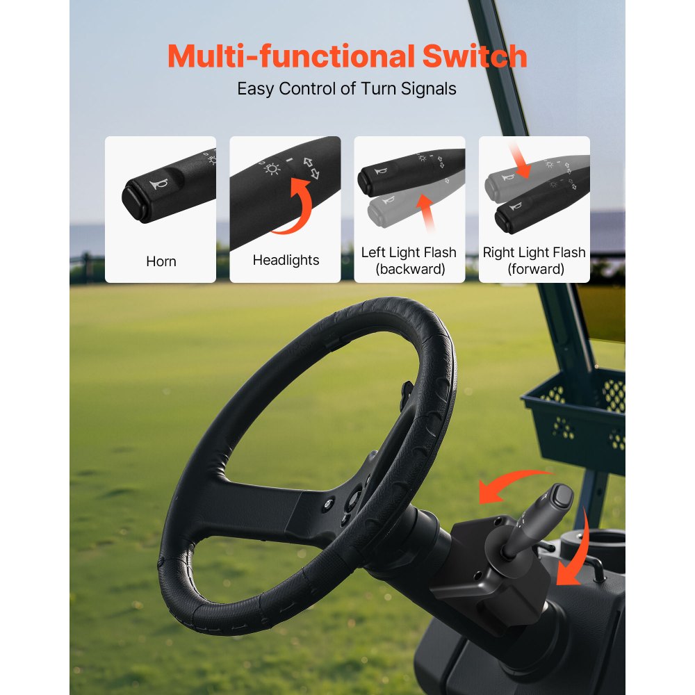 VEVOR Golf Cart Light Kit, 12 Volt, Street Legal LED Headlight and Taillight Kit with Wiring Harness, Turn Signals, Hazard Light, Switch Horn, Brake Pad, Zip Ties, ABS Housing, for Club Car DS 1993-Up