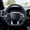 VEVOR Steering Wheel for 2021-2024 Ford F150, Carbon Fiber Steering Wheel D-Shaped Flat-Bottom with Heating Function, Leather Grip with Non-Slip Texture, Accessories Replacement for Ford F150, Black