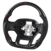 VEVOR Steering Wheel for 2021-2024 Ford F150, Carbon Fiber Steering Wheel D-Shaped Flat-Bottom, Leather Grip with Non-Slip Texture & Precise Stitching, Accessories Replacement for Ford F150, Black