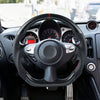 VEVOR Steering Wheel for 2008-2020 Nissan 370Z, Carbon Fiber Steering Wheel D-Shaped Flat-Bottom, Leather Grip with Non-Slip Texture & Precise Stitching, Accessories Replacement for Nissan 370Z, Black