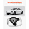 VEVOR Steering Wheel for 2016-2023 Tesla Model 3, Carbon Fiber Steering Wheel D-Shaped Flat-Bottom with Heating Function, Leather Grip with Non-Slip Texture, Accessories Replacement for Model 3, White