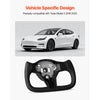 VEVOR Steering Wheel for 2016-2023 Tesla Model 3, Carbon Fiber Steering Wheel D-Shaped Flat-Bottom with Heating Function, Leather Grip with Non-Slip Texture, Accessories Replacement for Model 3, Black