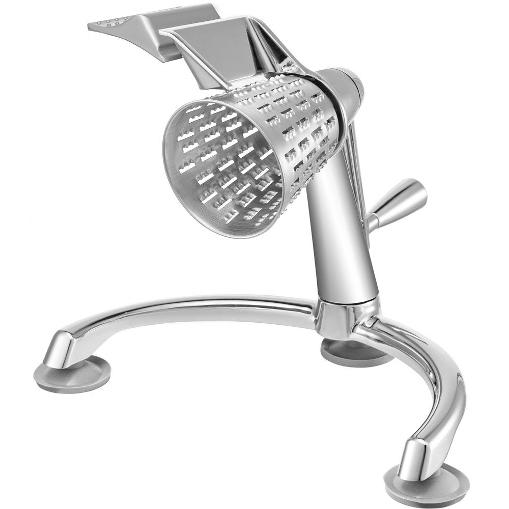 VEVOR Rotary Cheese Grater, Zinc Alloy Rotary Vegetable Mandoline, Manual Cheese Mandoline with 5 Stainless Steel Cutting Cones, Manual Vegetable Grater with 2.5L Bowl, Rotary Shredder with Suction Ba