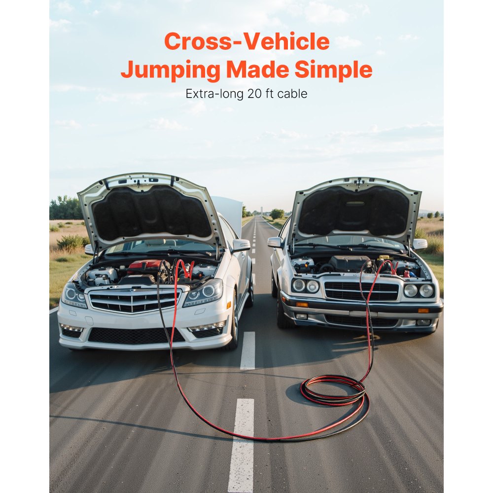 VEVOR Jumper Cables for Car Battery, 20 Feet, 4 Gauge Heavy Duty Automotive Booster Cables for Jump Starting Dead or Weak Batterie, with Carrying Bag, for Cars, Trucks, SUVs, Emergency Roadside Kit