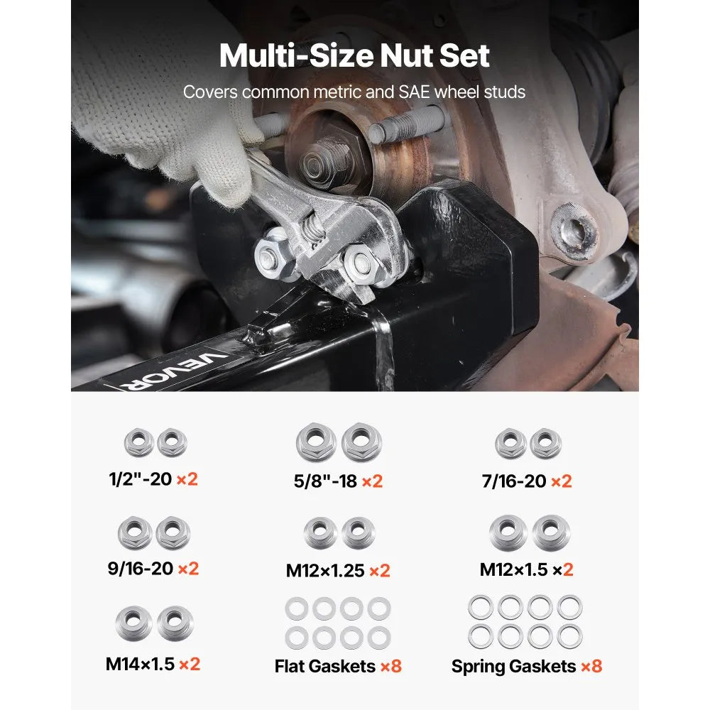 VEVOR Wheel Bearing Hub Removal Tool Kit, Compatible with All Axle Bolt Hubs 5, 6, 8 Lug Hubs Buster Puller, Universal Wheel Hub Shocker, Wheel Hub Buster Tool with Nuts & Washers for Sedan SUV Truck