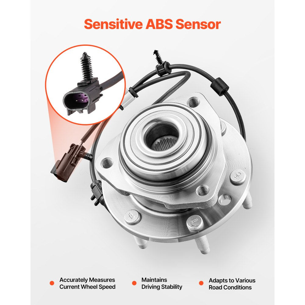VEVOR 2PCS Front Wheel Bearing & Hub Assembly Fit for 2004-2007 Buick Rainier 2003-2006 Chevy SSR 2002-2009 GMC Envoy 2005-2009 Saab 9-7X OEM 513188, Wheel Bearing Hub Assembly Set with ABS Sensor