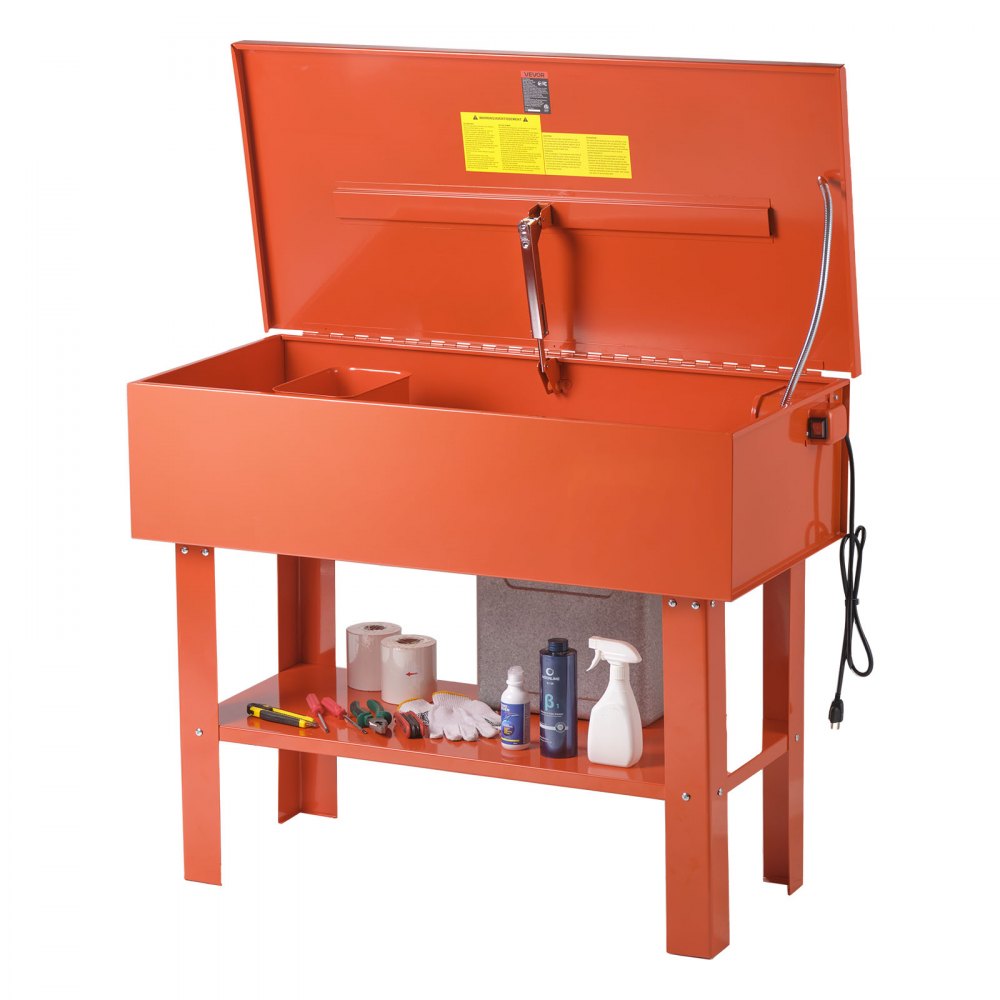 VEVOR Parts Washer 40-Gallon, 17 Gallon Solvent Capacity, 1 Gallon per Minute Max Pump Output, Steel Cabinet Electric Pump Automotive Parts Washer Cleaner for Wheel Bearings, Gears, and Carburetors