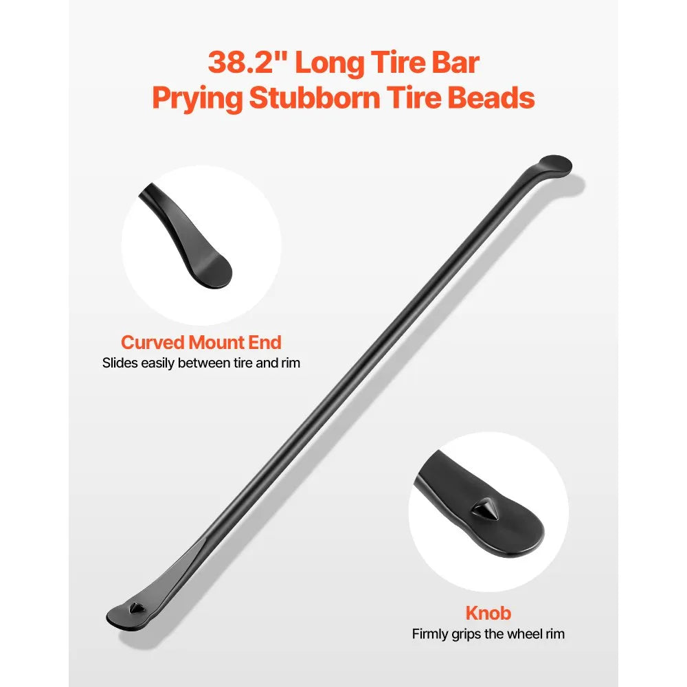 VEVOR Tire Bars, 2 PCS 38.2 Inch Tire Mount and Demount Iron, Heavy Duty Alloy Steel Mounting Tools, Professional Changing Removal Tools for Truck, Semi Truck, Off-Road Vehicle, Light-Duty Van, Black