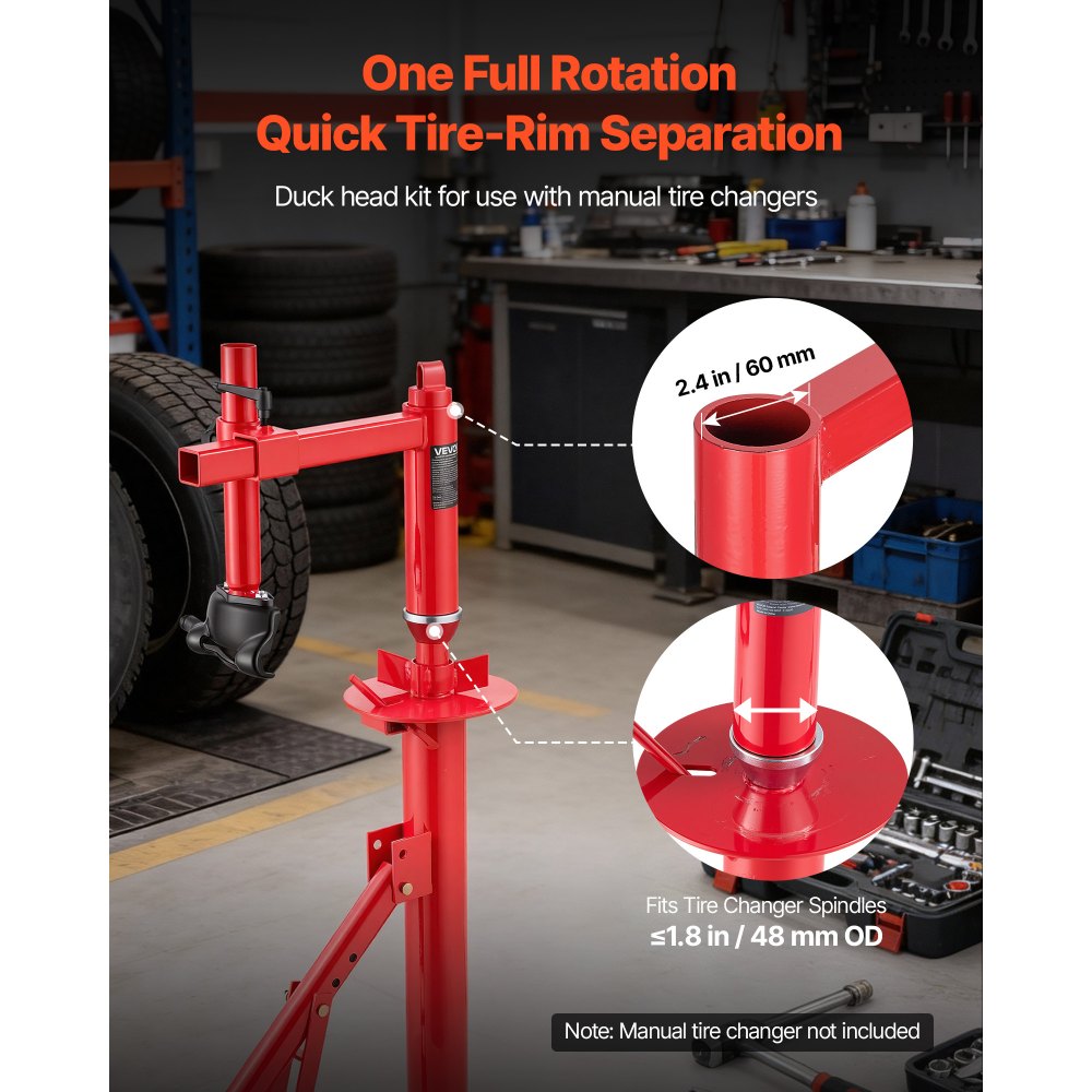 VEVOR Manual Tire Changer Duck Head Kit with Silver Cone, Fit for 16"-21" Wheels, Heavy Duty Manual Tire Changer Duck Head Adapter Kit, Mounting and Demounting Tool for Most Cars, SUVs, Trucks, ATVs