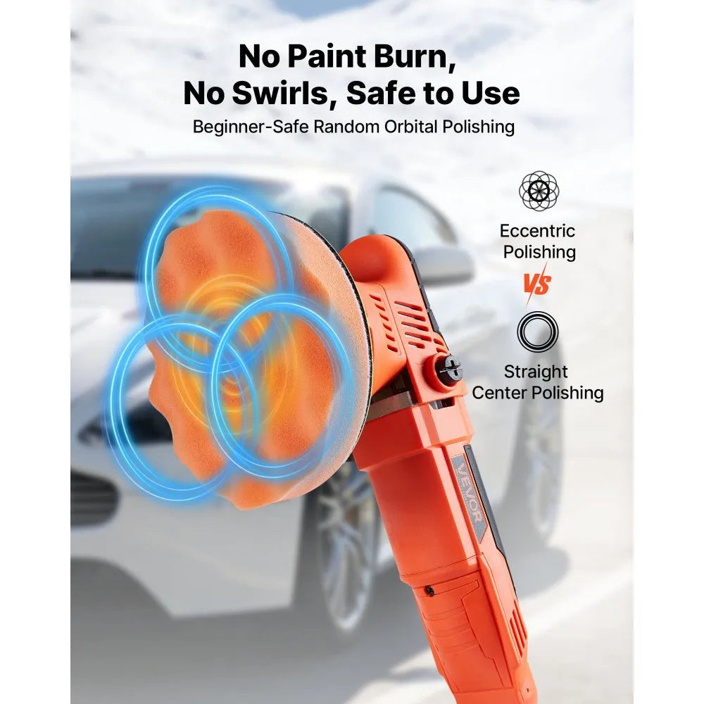 VEVOR Car Buffer Polisher, 6-Inch Dual Action Polisher Buffer Waxer, 650W 6 Variable Speeds 2000-6800RPM Random Orbital Polisher Kit for Cars Detailing, Waxing, Polishing