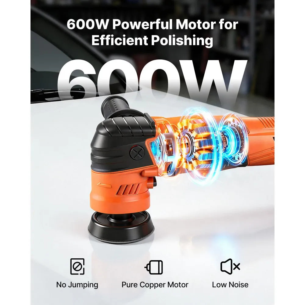 VEVOR Car Buffer Polisher, 1.2"/2"/3" Rotary Polisher Buffer, 600W 6 Variable Speeds 1000-4500RPM Car Polisher Waxer Kit for Cars Detailing, Waxing, Polishing, Scratch Removal