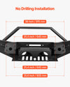 No drilling installation dimension diagram (winch plate and mounting width callouts)