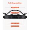 VEVOR Front Bumper Compatible with 2007-2018 Wrangler JK/JKU - with Winch Plate, D-Ring Mounts & Fog Light Housing, Heavy-Duty Steel Front Bumper with E-Coating