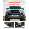 VEVOR Front Bumper Compatible with 2016-2023 Toyota Tacoma (Excluding Tacoma TRD/Tacoma TRD Sport), Pickup Truck Bumper with LED Light Bar, Winch Plate & D-Rings Mounts, Heavy-Duty Steel Front Bumper with E-Coating