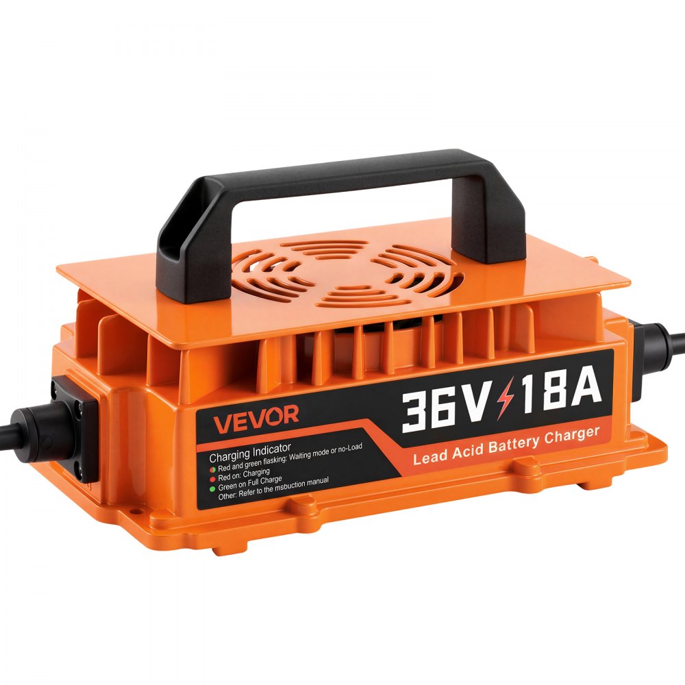 VEVOR Golf Cart Battery Charger 36V 18A EZGO Smart Charger D Style Plug, Only for Lead Acid Battery, Aluminum Alloy Shell, Trickle Charging, LED Indicator Light, with Cooling Fan, IP67 Waterproof