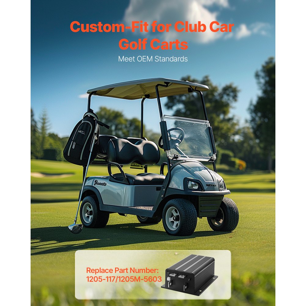 VEVOR Golf Cart Speed Controller, 36V & 500A, DC Motor Controller Replacement for Club Car Golf Carts, IP65 Rated Protection, Aluminum Alloy & ABS Housing, Compatible with 1205-117/1205M-5603 Models