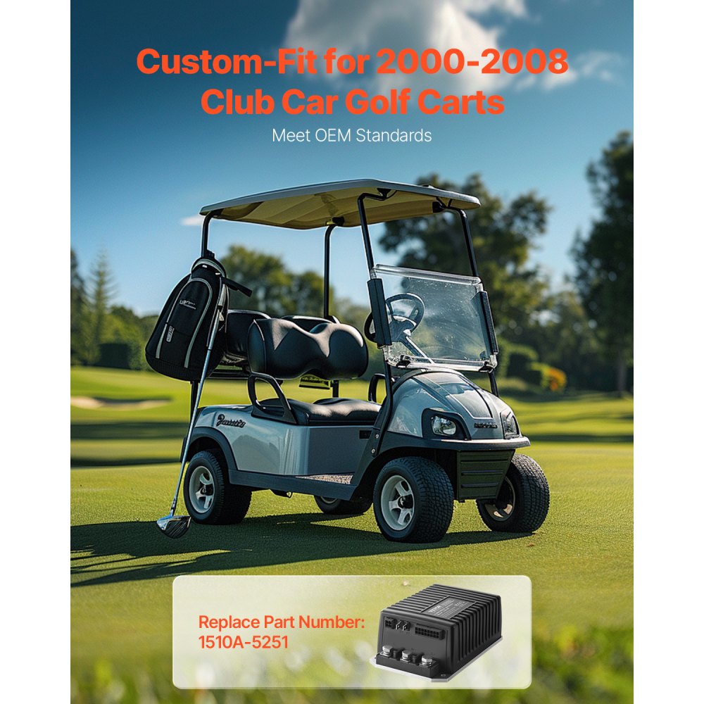 VEVOR Golf Cart Speed Controller, 48V & 250A, DC Motor Controller Replacement for 2000-2008 Club Car Golf Carts, IP65 Rated Protection, Aluminum Alloy & ABS Housing, Compatible with 1510A-5251 Models