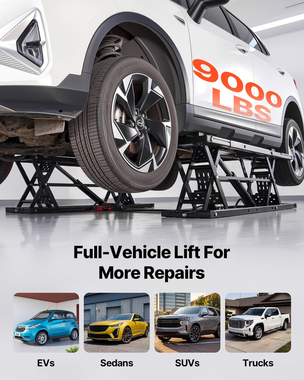 VEVOR portable car lift 9000 lbs full-vehicle lift for EVs, sedans, SUVs, and trucks