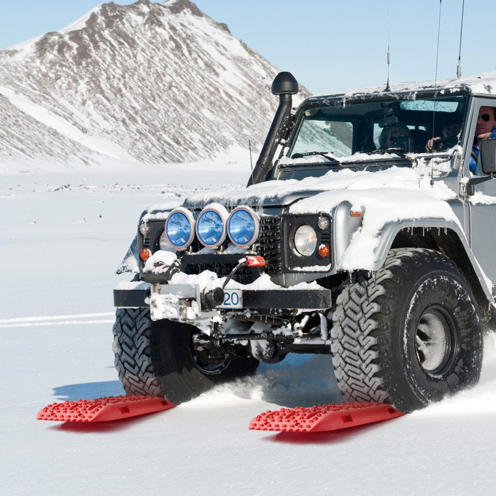 VEVOR 10 TON Traction Boards with PP Material, Recovery Boards for Off-road Vehicles/Cars/Pickups/SUVs/RVs, Pair Tire Traction Mats on Snow, Sand, Mud and Loose Terrain, Storage Bag, Long, Red