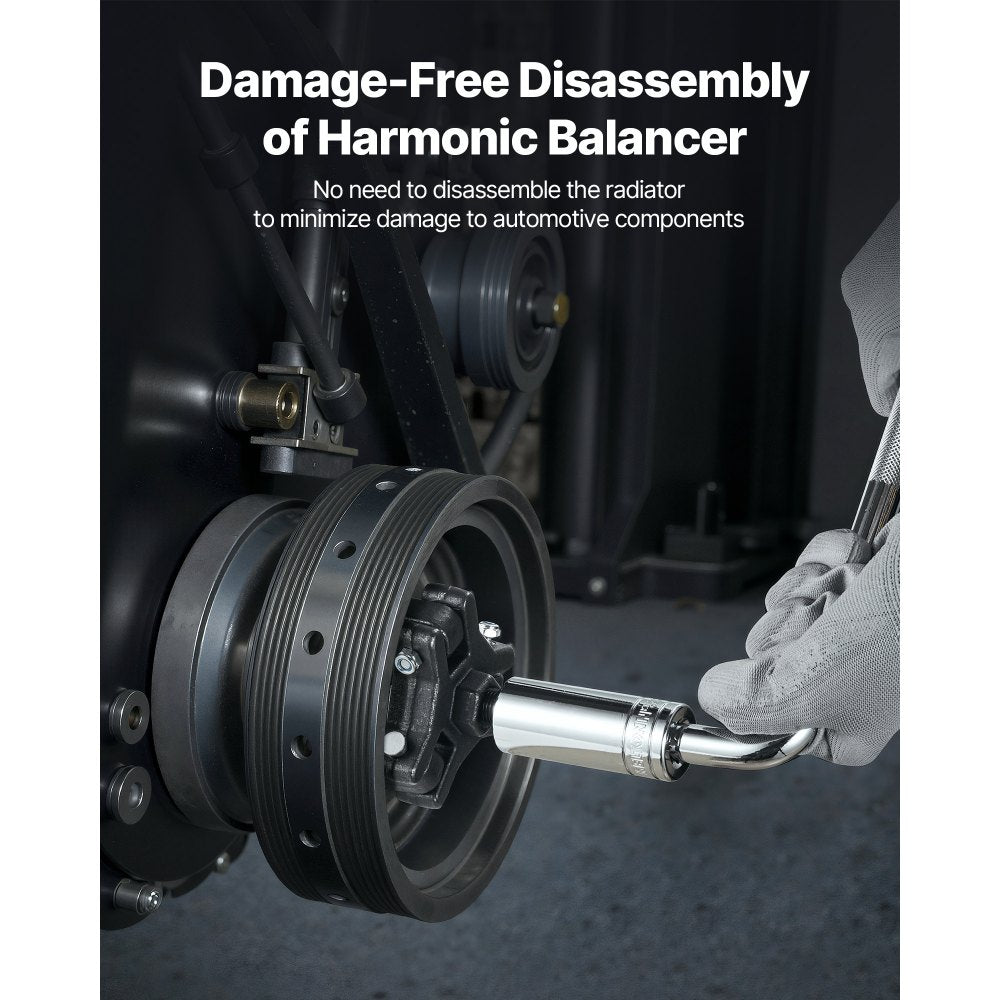 VEVOR Harmonic Balancer Puller Kit, Adjustable 3-Jaw Puller Fits Most Late Model Vehicles, 3-Jaw Pulley Puller Set with 4 Forcing Rods for Removing Harmonic Balancers Without Removing the Radiator