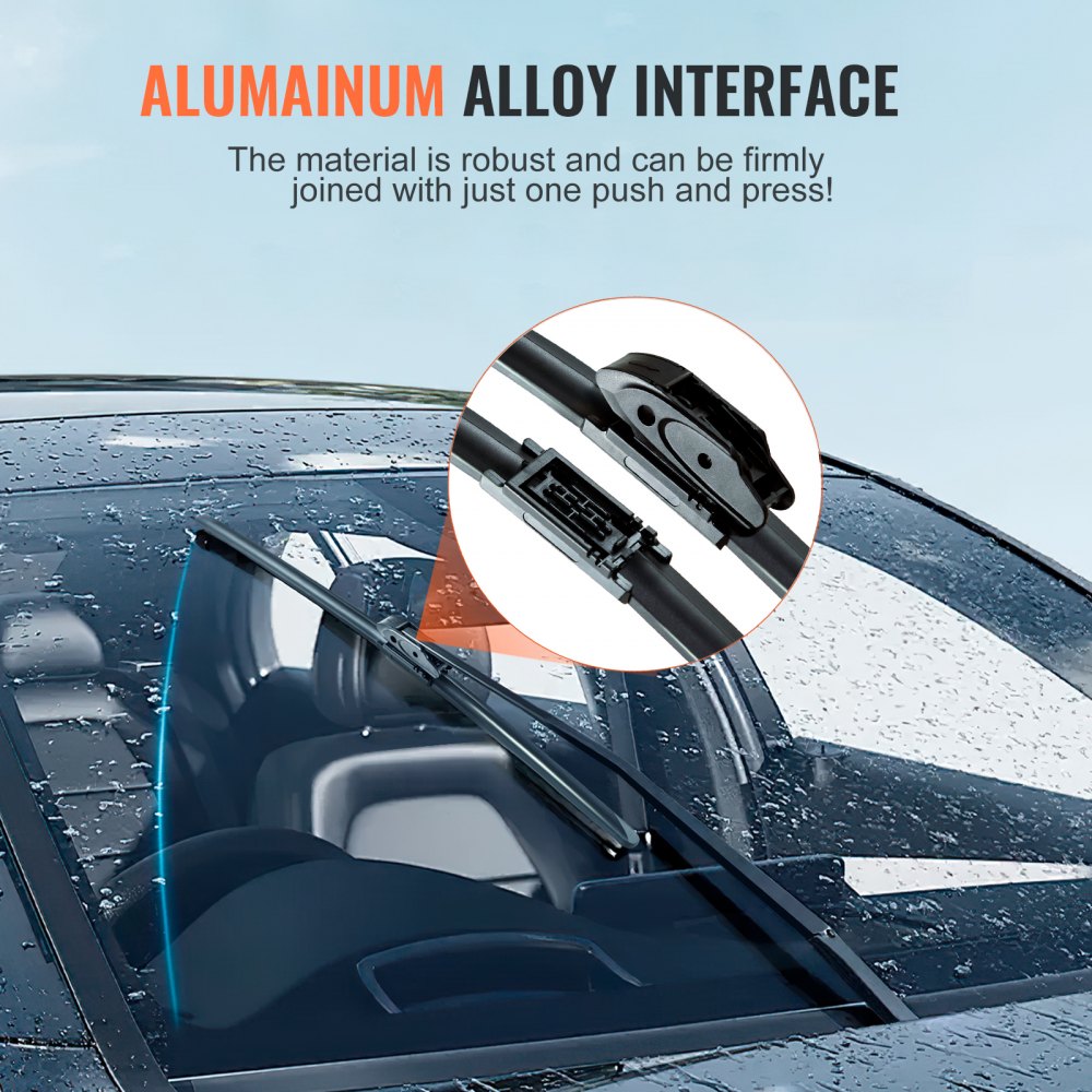 VEVOR 19" Rubber Wiper Blades, 48 cm Universal Replacement Wind Shield Wiper, Low Noise & Better Fit, with 4 Different Clips for most Car, Easy Installation