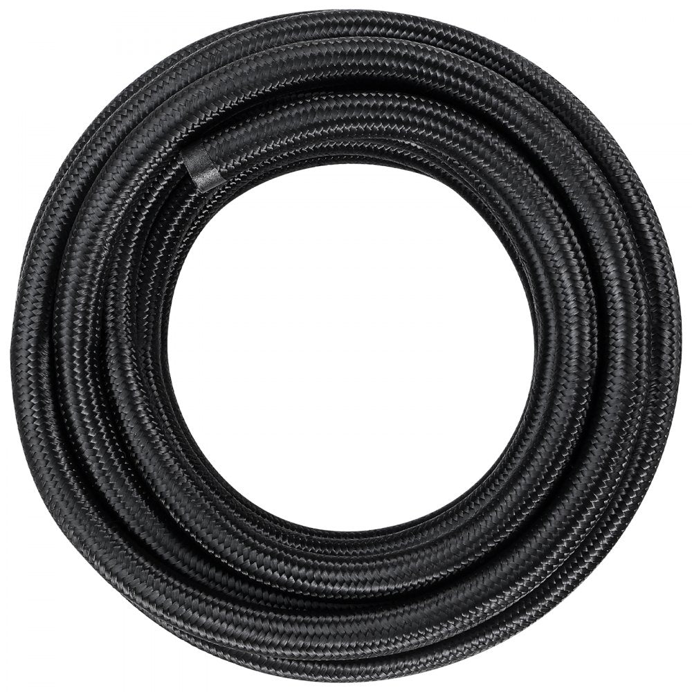 VEVOR 8AN Fuel Line Kit, 20 FT Fuel Hose Kit, 0.43" Nylon Stainless Steel Braided Fuel Line Oil/Gas/Diesel Hose End Fitting Kit, with 12 PCS Swivel Fitting Adapter Kit, Black