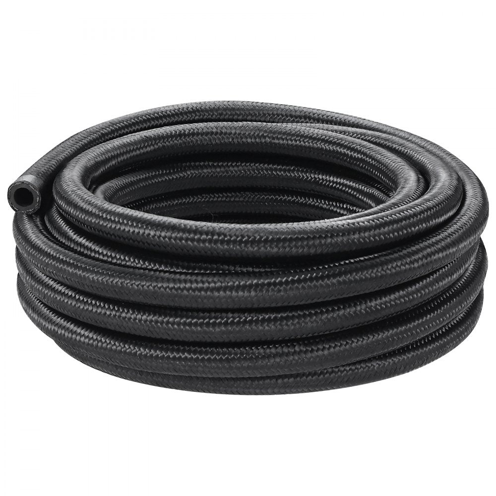 VEVOR 8AN Fuel Line Kit, 20 FT Fuel Hose Kit, 0.43" Nylon Stainless Steel Braided Fuel Line Oil/Gas/Diesel Hose End Fitting Kit, with 12 PCS Swivel Fitting Adapter Kit, Black