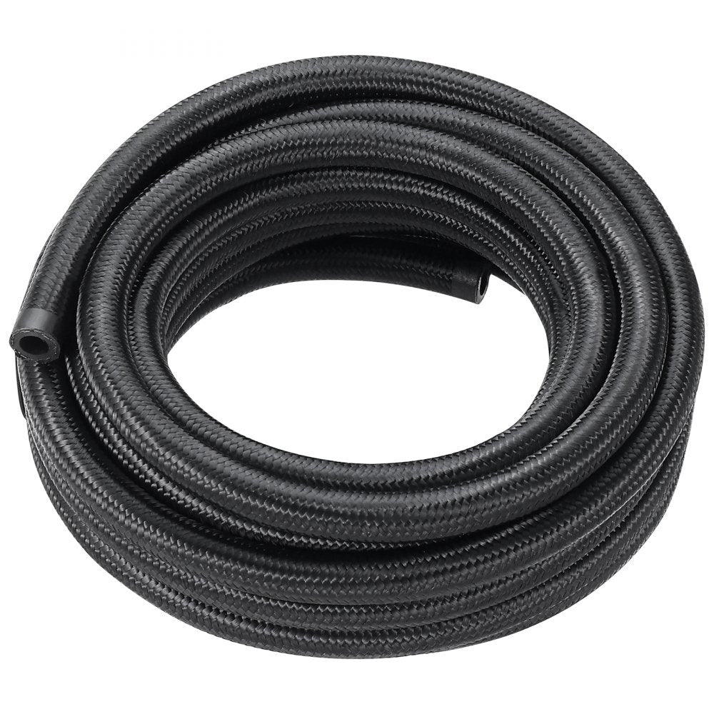 VEVOR 8AN Fuel Line Kit, 20 FT Fuel Hose Kit, 0.43" Nylon Stainless Steel Braided Fuel Line Oil/Gas/Diesel Hose End Fitting Kit, with 12 PCS Swivel Fitting Adapter Kit, Black