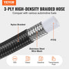 VEVOR 6AN Fuel Line Kit, 25 FT Fuel Hose Kit, 5/16" Nylon Stainless Steel Braided PTFE Fuel Line Kit, E85/Oil/Gas/Diesel Hose End Fitting Kit, with 15 PCS Swivel Fitting Adapter Kit, Black