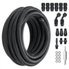 VEVOR 6AN Fuel Line Kit, 25 FT Fuel Hose Kit, 5/16" Nylon Stainless Steel Braided PTFE Fuel Line Kit, E85/Oil/Gas/Diesel Hose End Fitting Kit, with 15 PCS Swivel Fitting Adapter Kit, Black