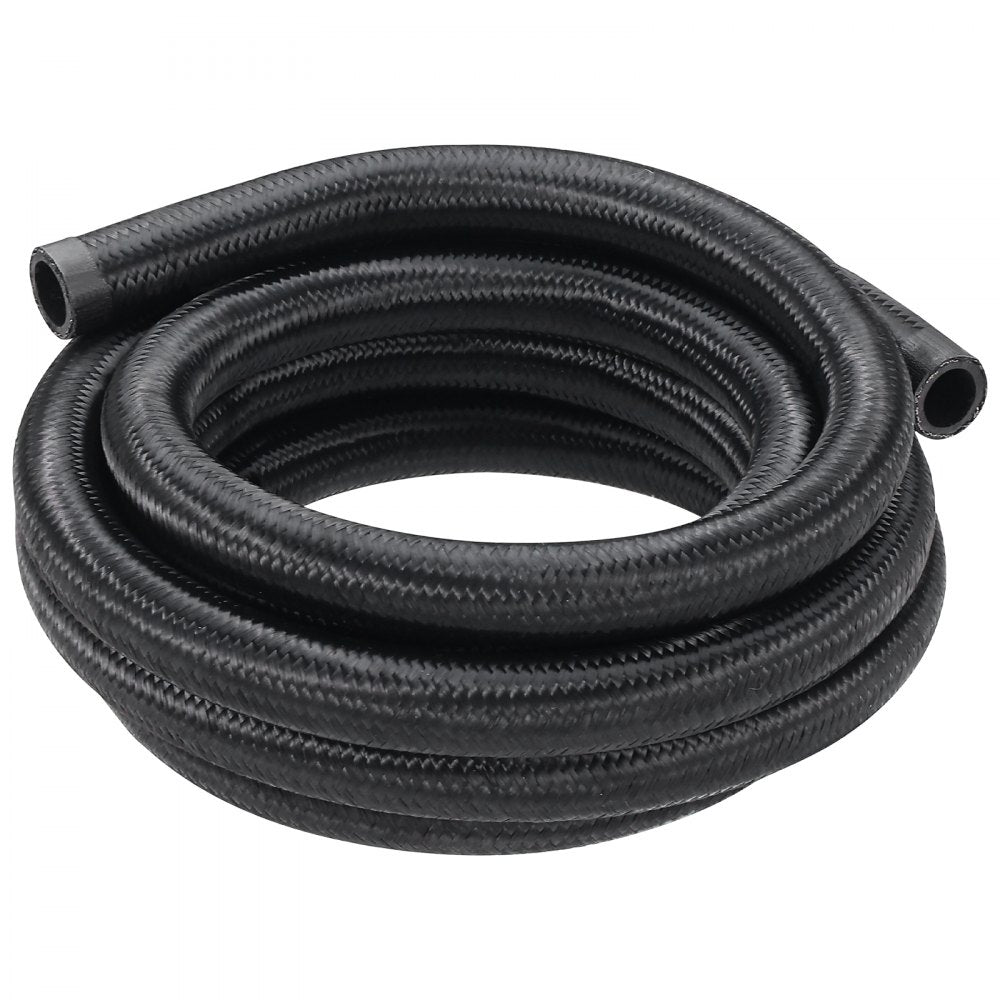 VEVOR 10AN Fuel Line Kit, 10 FT Fuel Hose Kit, 0.55" Nylon Stainless Steel Braided Fuel Line Oil/Gas/Diesel Hose End Fitting Kit, with 7 PCS Swivel Fitting Adapter Kit, Black