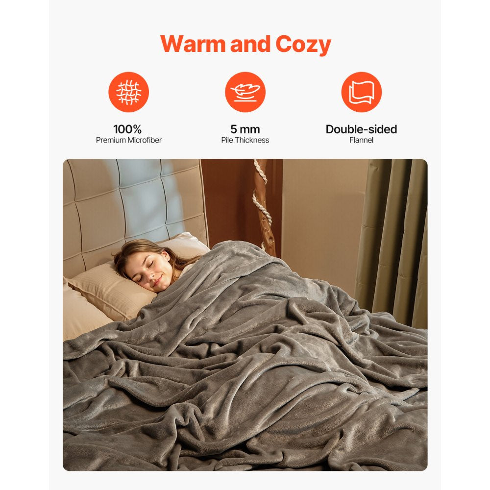 VEVOR King Size Blanket, 108 x 90 inches, Lightweight and Fuzzy Throw Blanket for Bed, Cozy Grey King Blanket for All Season, Warm Plush Machine Washable Bedding, Grey