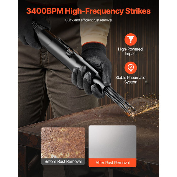Vevor Needle Scaler Air Powered 3400 BPM Rust Paint Removal Tool New ...