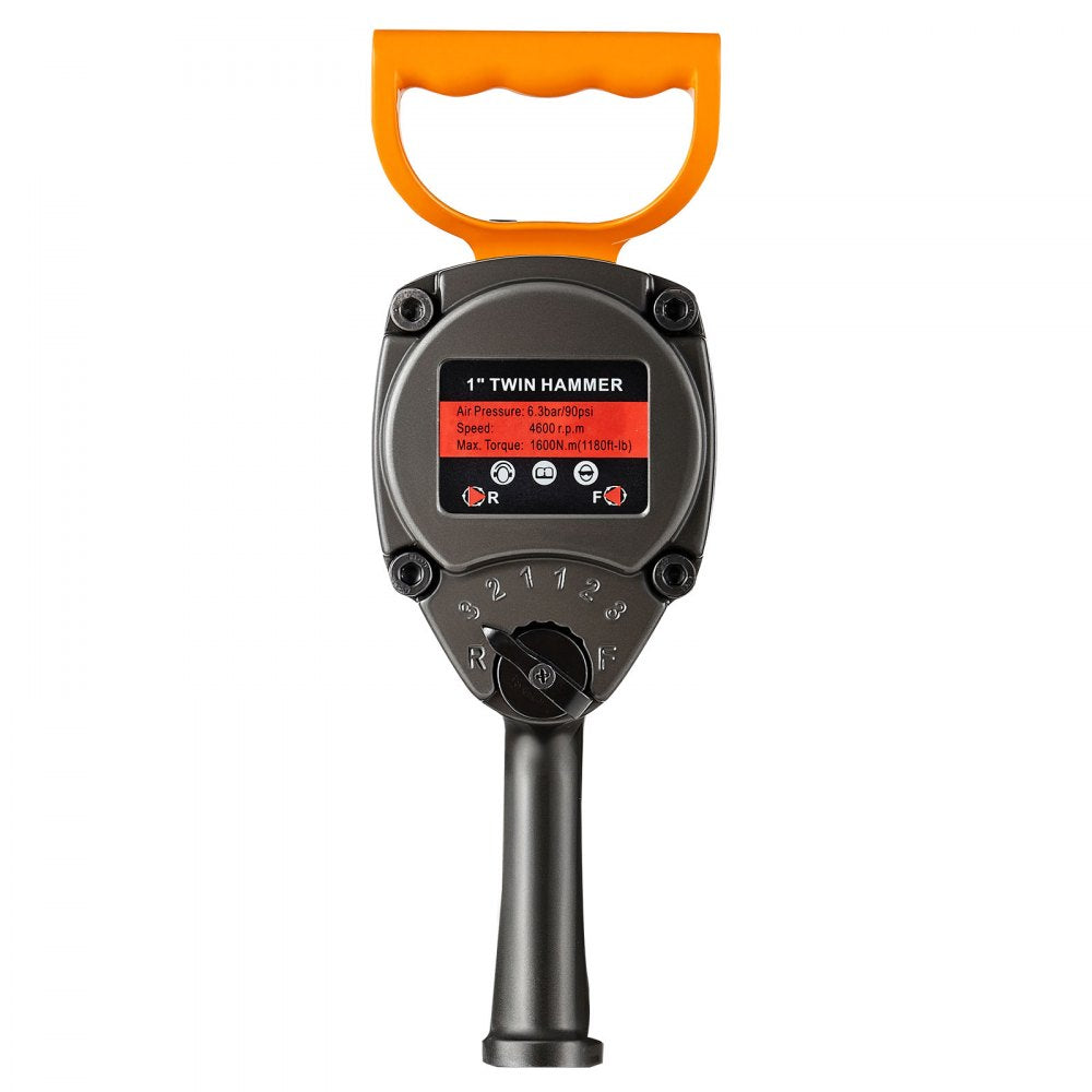 VEVOR 1 Inch Air Impact Wrench, Up to 1200 ft-lbs Nut-Busting Torque, 16.4 lbs Lightweight Pneumatic Impact Gun with Double Handles for Heavy Duty Repairs and Maintenance